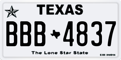 TX license plate BBB4837