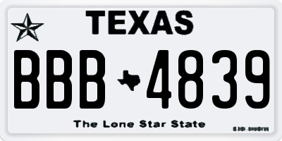 TX license plate BBB4839