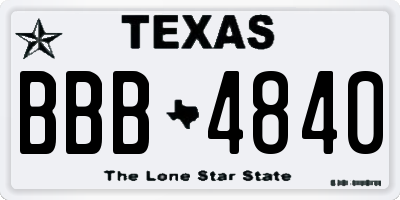 TX license plate BBB4840