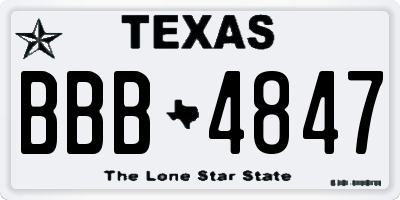 TX license plate BBB4847