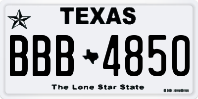 TX license plate BBB4850