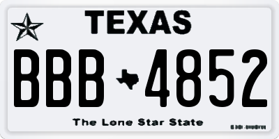 TX license plate BBB4852