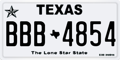 TX license plate BBB4854