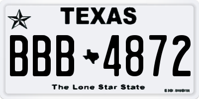 TX license plate BBB4872