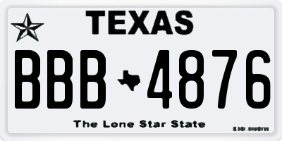 TX license plate BBB4876