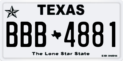 TX license plate BBB4881