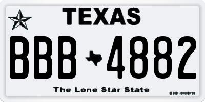 TX license plate BBB4882