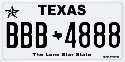 TX license plate BBB4888