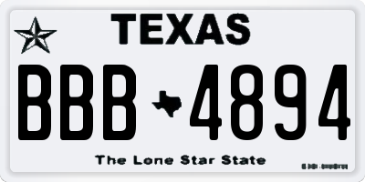 TX license plate BBB4894