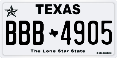 TX license plate BBB4905