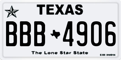 TX license plate BBB4906