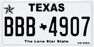 TX license plate BBB4907