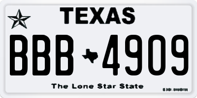 TX license plate BBB4909