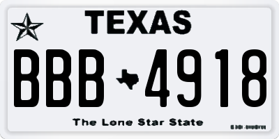 TX license plate BBB4918