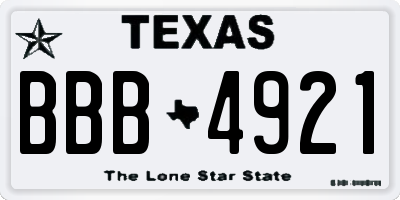 TX license plate BBB4921