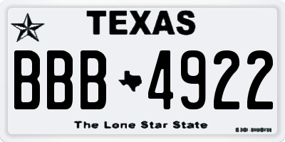 TX license plate BBB4922