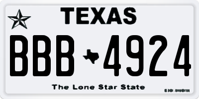 TX license plate BBB4924