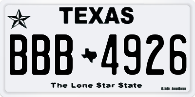 TX license plate BBB4926