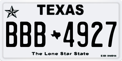 TX license plate BBB4927