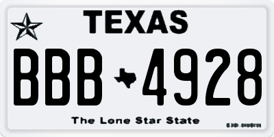 TX license plate BBB4928