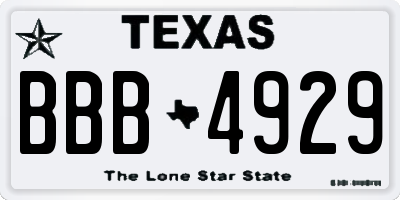 TX license plate BBB4929