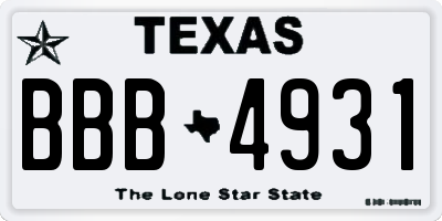 TX license plate BBB4931