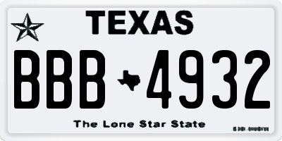 TX license plate BBB4932