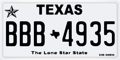 TX license plate BBB4935