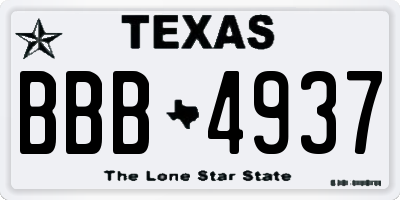 TX license plate BBB4937