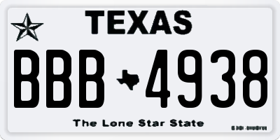 TX license plate BBB4938