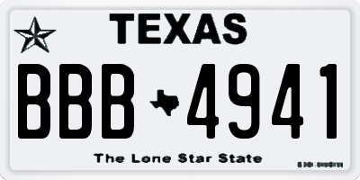 TX license plate BBB4941