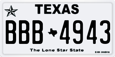 TX license plate BBB4943