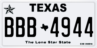 TX license plate BBB4944