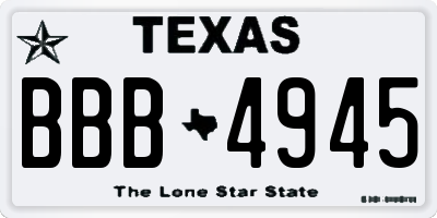 TX license plate BBB4945