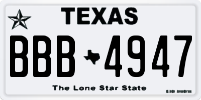 TX license plate BBB4947