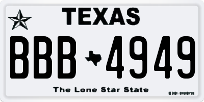 TX license plate BBB4949