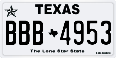 TX license plate BBB4953