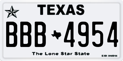 TX license plate BBB4954