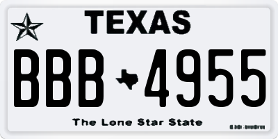 TX license plate BBB4955