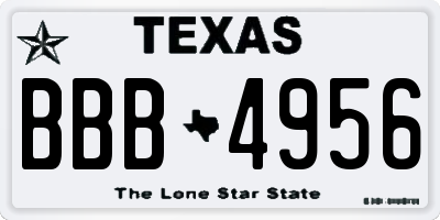 TX license plate BBB4956