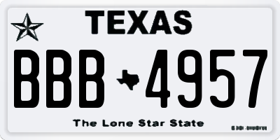 TX license plate BBB4957