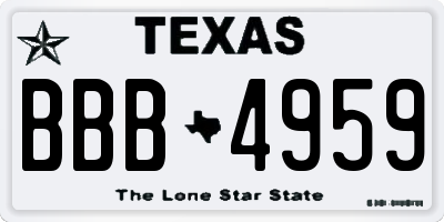TX license plate BBB4959
