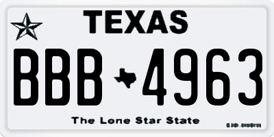 TX license plate BBB4963