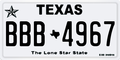 TX license plate BBB4967