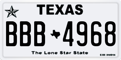 TX license plate BBB4968