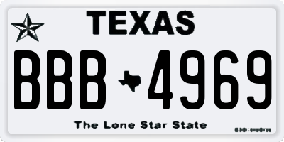 TX license plate BBB4969