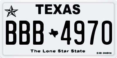 TX license plate BBB4970