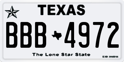 TX license plate BBB4972