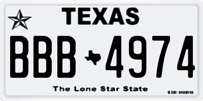 TX license plate BBB4974