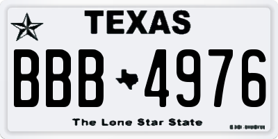 TX license plate BBB4976